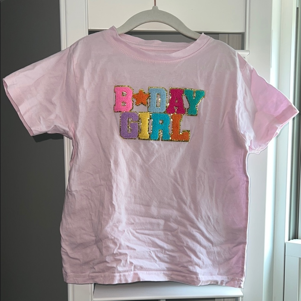 B-Day Girl appliqué cotton t-shirt for little girl